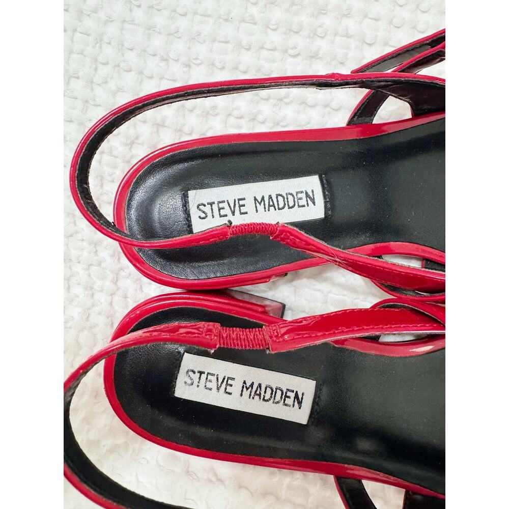 Steve Madden Anyaa Red Patent Slingback Mary Jane Flats Pointed Toe 8.5 - Picture 7 of 8
